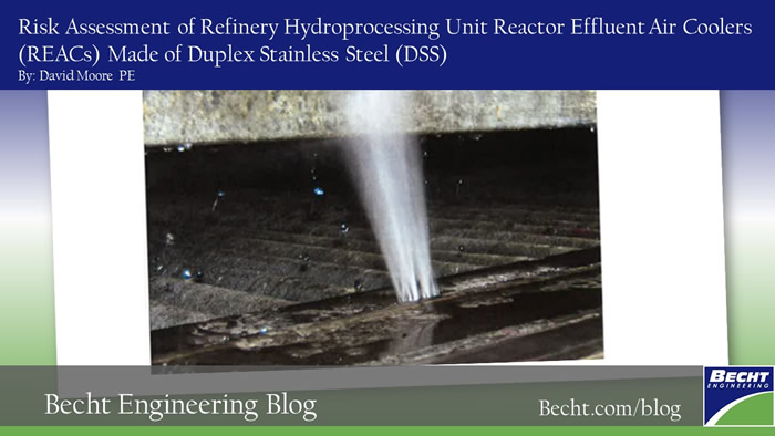 Risk Assessment of Refinery Hydroprocessing Unit Reactor Effluent Air Coolers (REACs) Made of Duplex Stainless Steel (DSS)